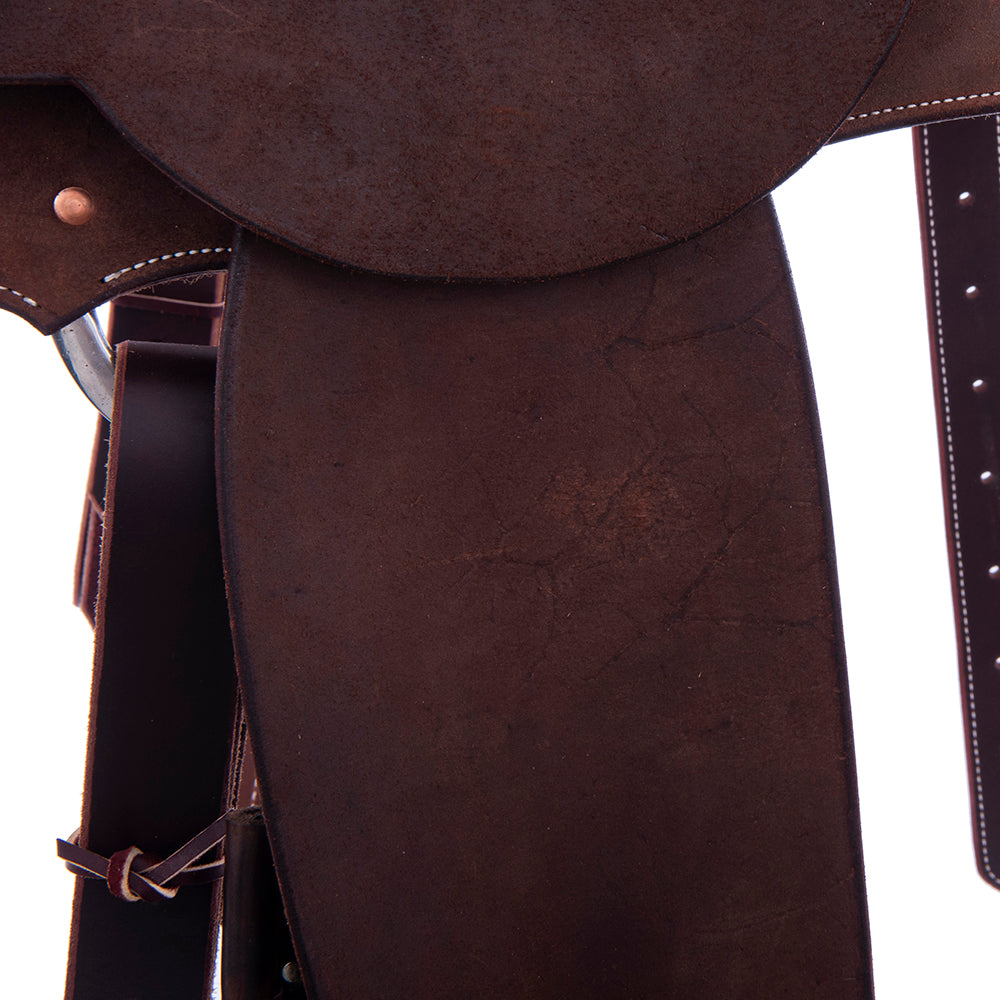 Chocolate Roughout Lightweight Versatility Saddle- Round Skirts, Cheyenne Roll, Chocolate Suede Inlay