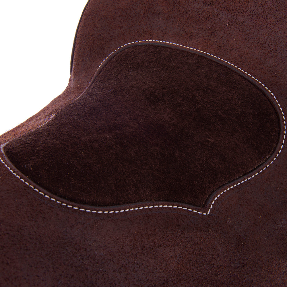 Chocolate Roughout Lightweight Versatility Saddle- Round Skirts, Cheyenne Roll, Chocolate Suede Inlay