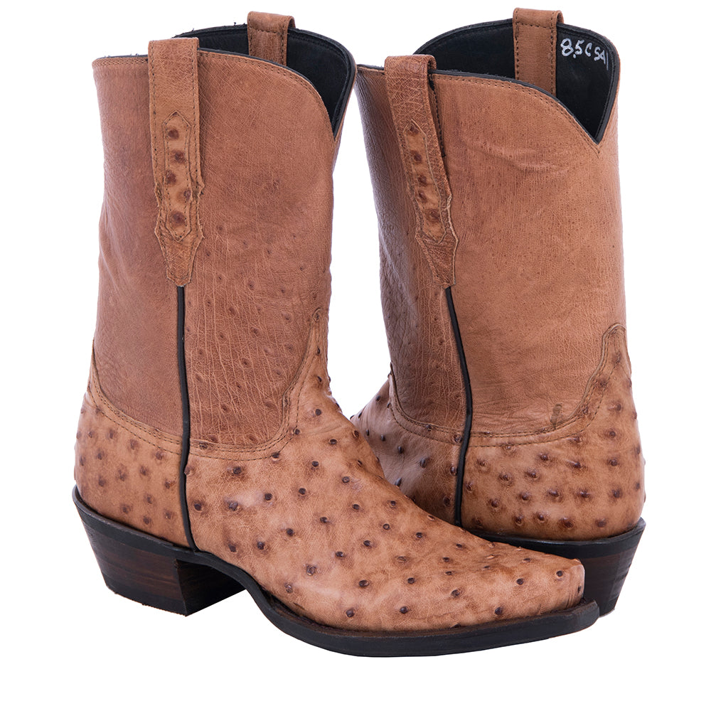 Ladies Cowboy 10" Brandy BC Full Quill/Smooth Ostrich