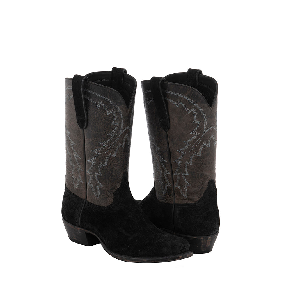 Men's Black Hippo/Grey Bison Cowboy Boot