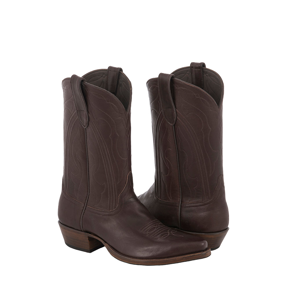 MEN'S BRN ANALINE COWBOY BOOT CORDED TOP