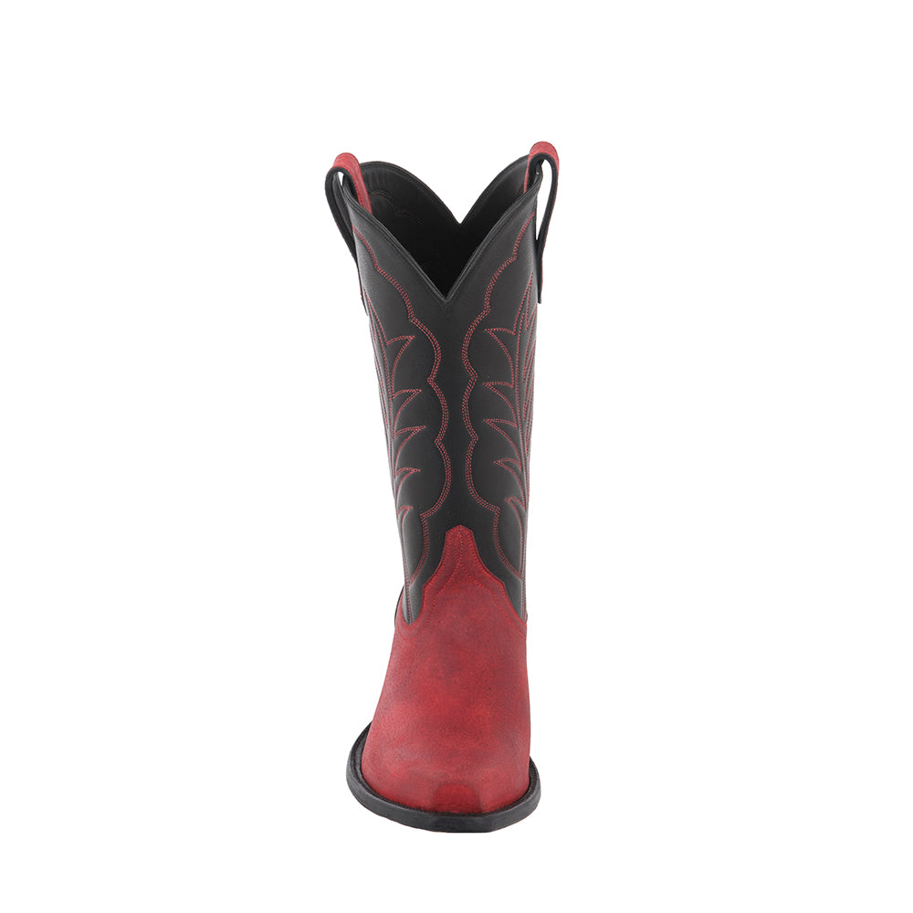 Men's Red Oiled Pig Black Top Cowboy Boot Winn Stitch