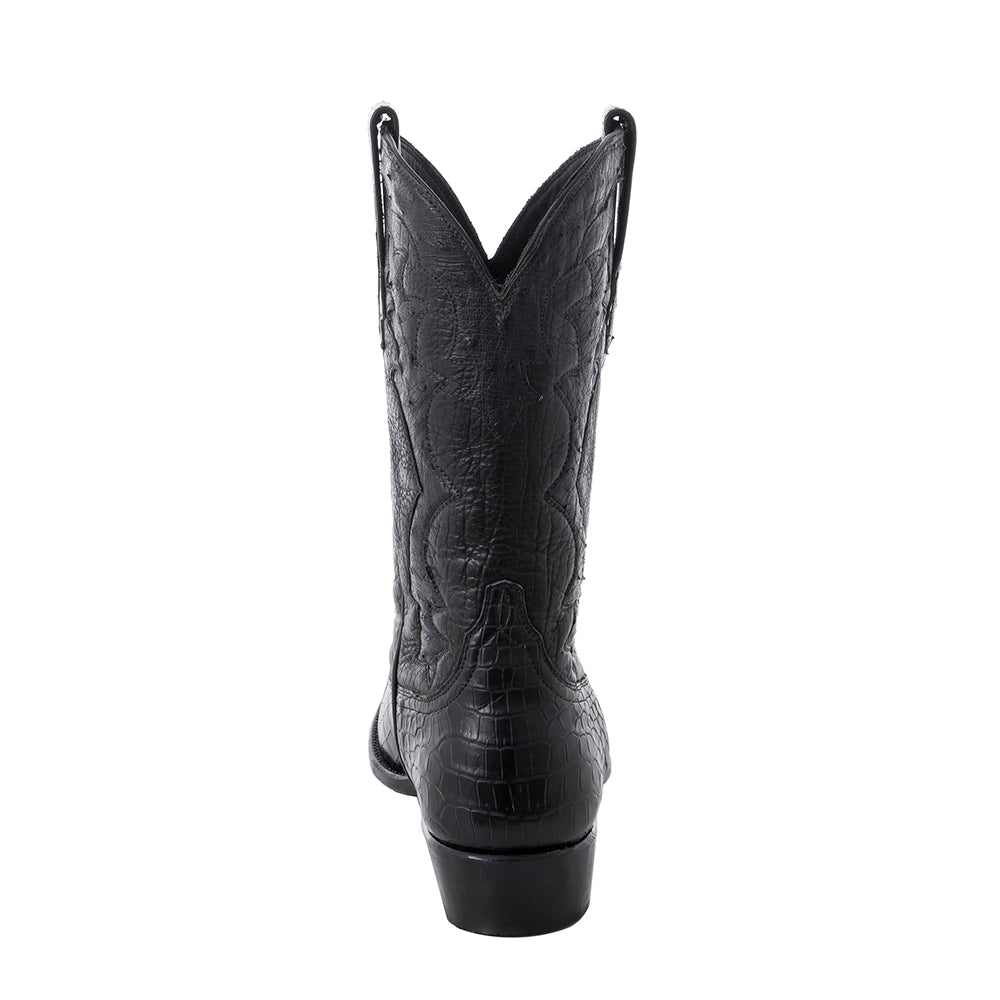 Men's Matte Black American Alligator Cowboy Boot GP Inlay