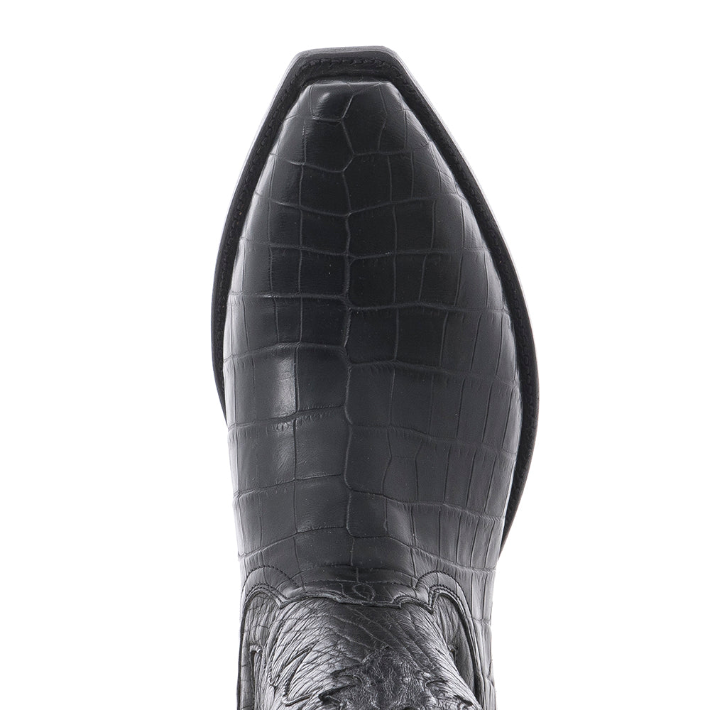 Men's Matte Black American Alligator Cowboy Boot GP Inlay