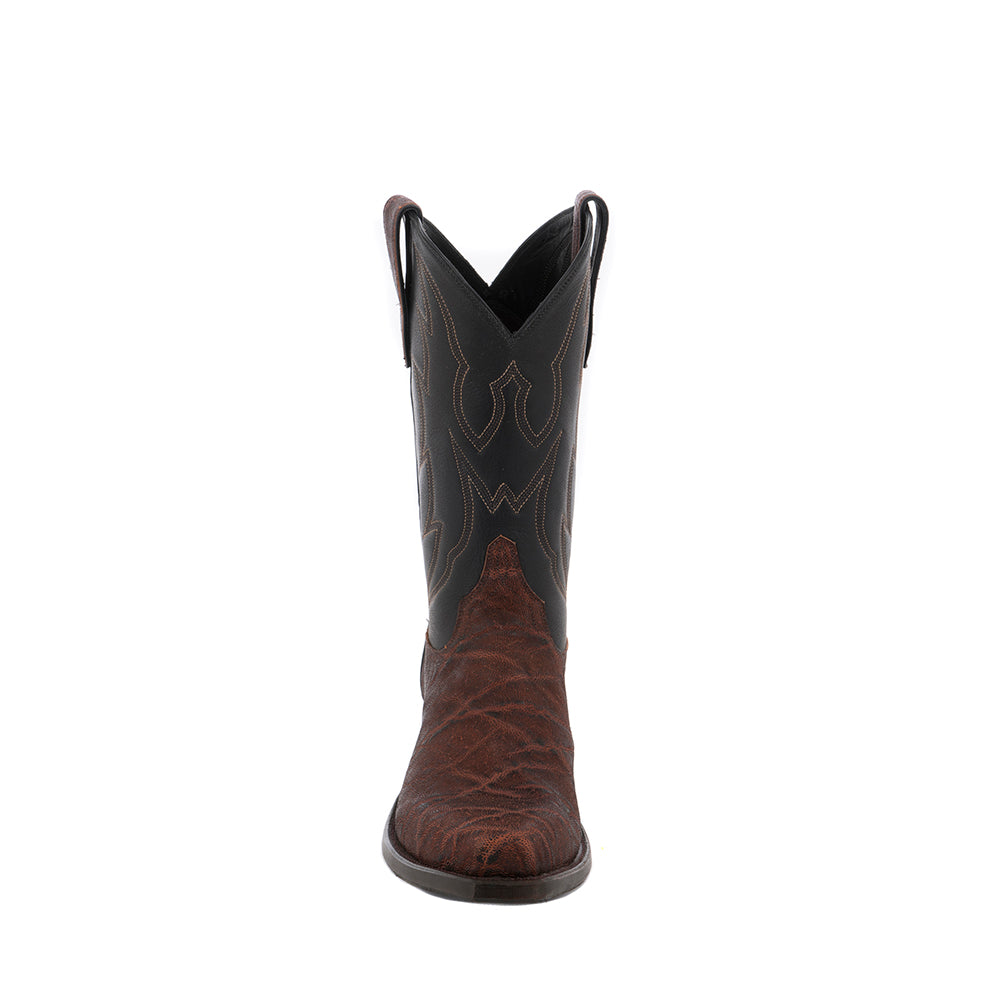 Men's Cowboy 12-2 Bark Elephant/Black Aniline Crown Stitch