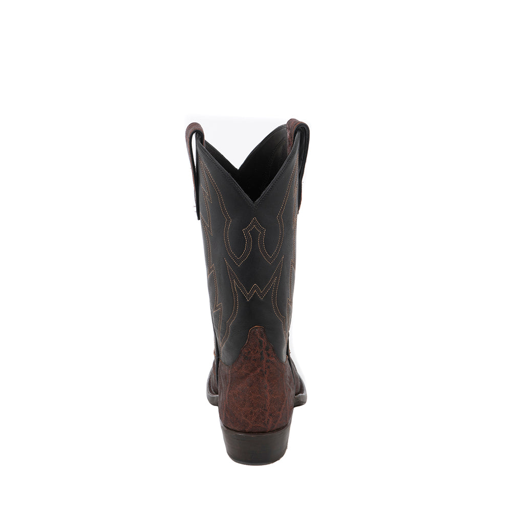 Men's Cowboy 12-2 Bark Elephant/Black Aniline Crown Stitch