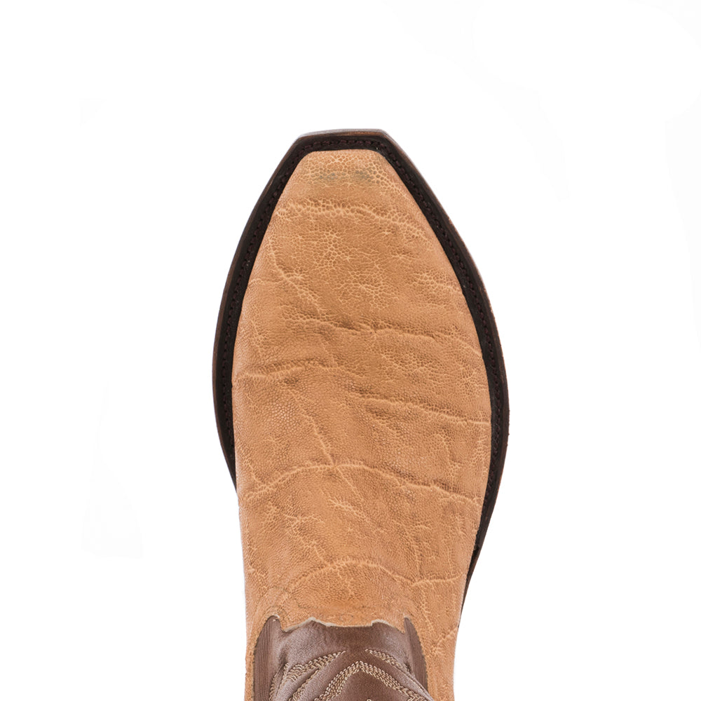 MENS TAN ELEPHANT/BROWN ANALINE COWBOY BOOT