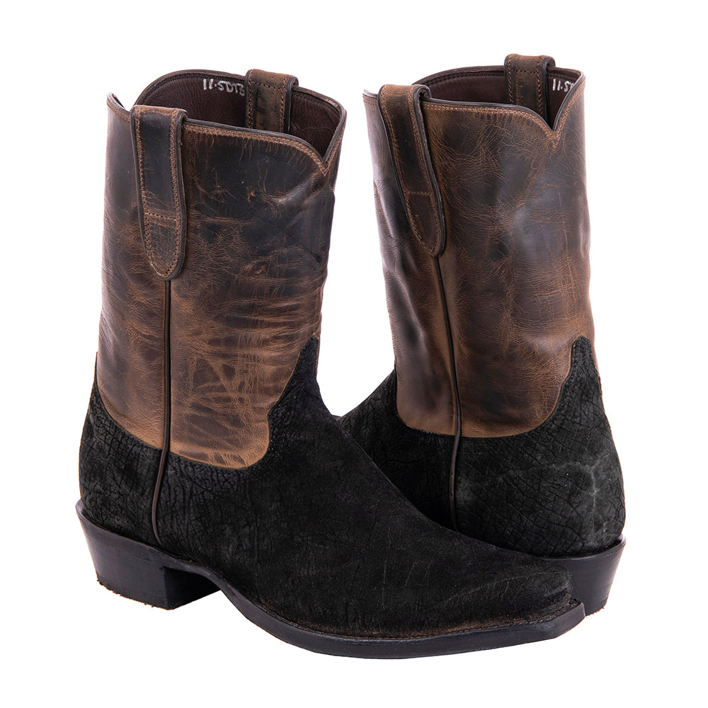 Men's Cowboy 10" Black Hippo Tobac Goat Upper MV Sole