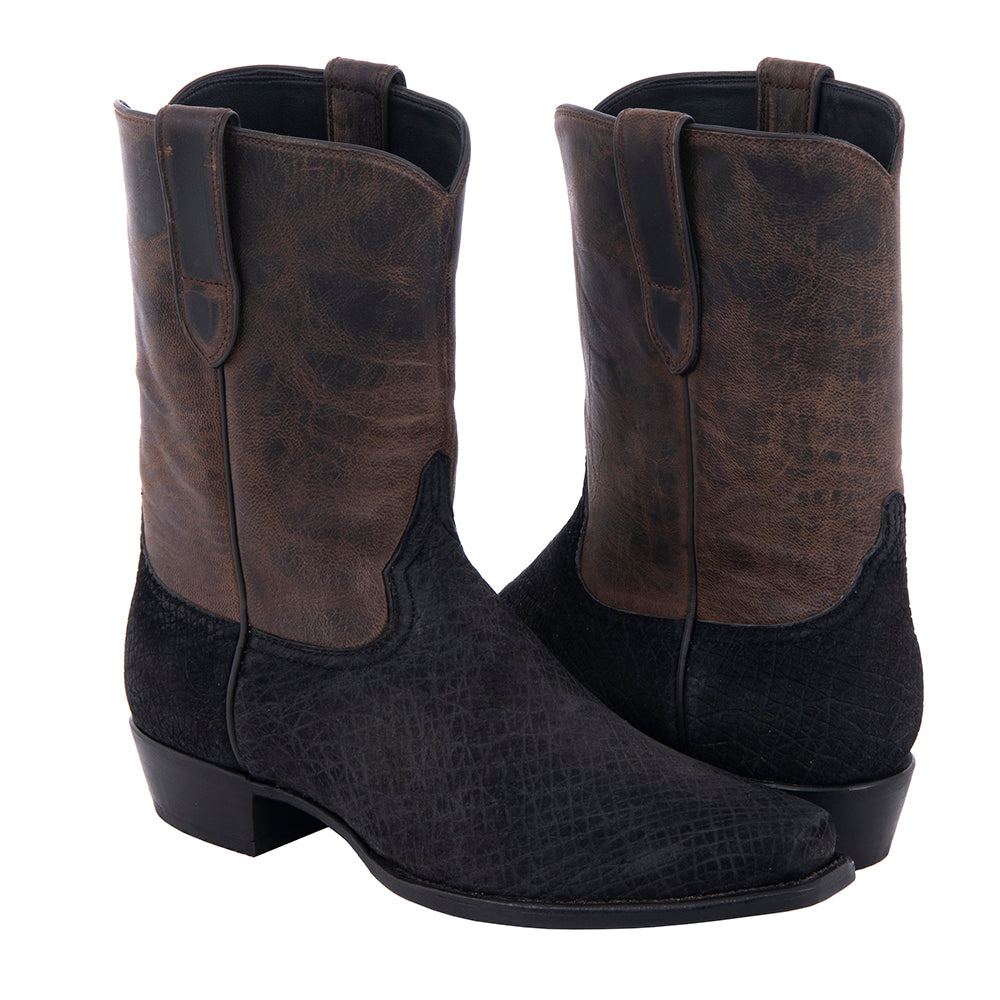 Men's Cowboy 10" Black Hippo Tobac Goat Upper