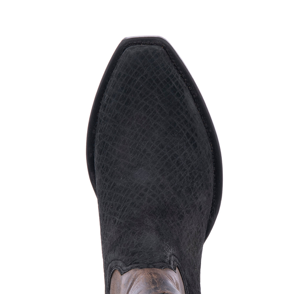 Men's Cowboy 10" Black Hippo Tobac Goat Upper