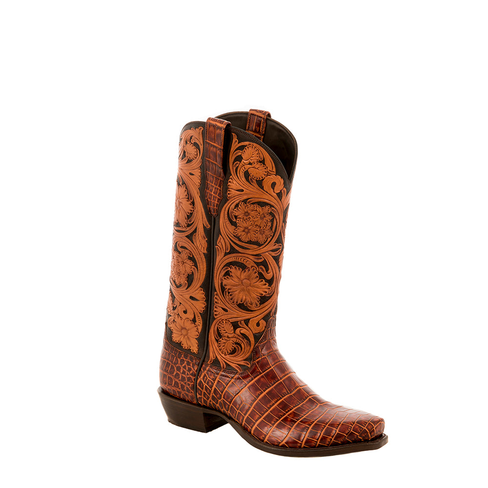 Men's Cowboy Two Tone Rum Nile Tooled Tops