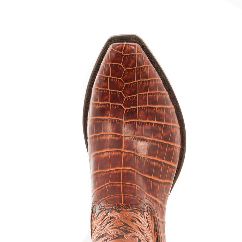 Men's Cowboy Two Tone Rum Nile Tooled Tops