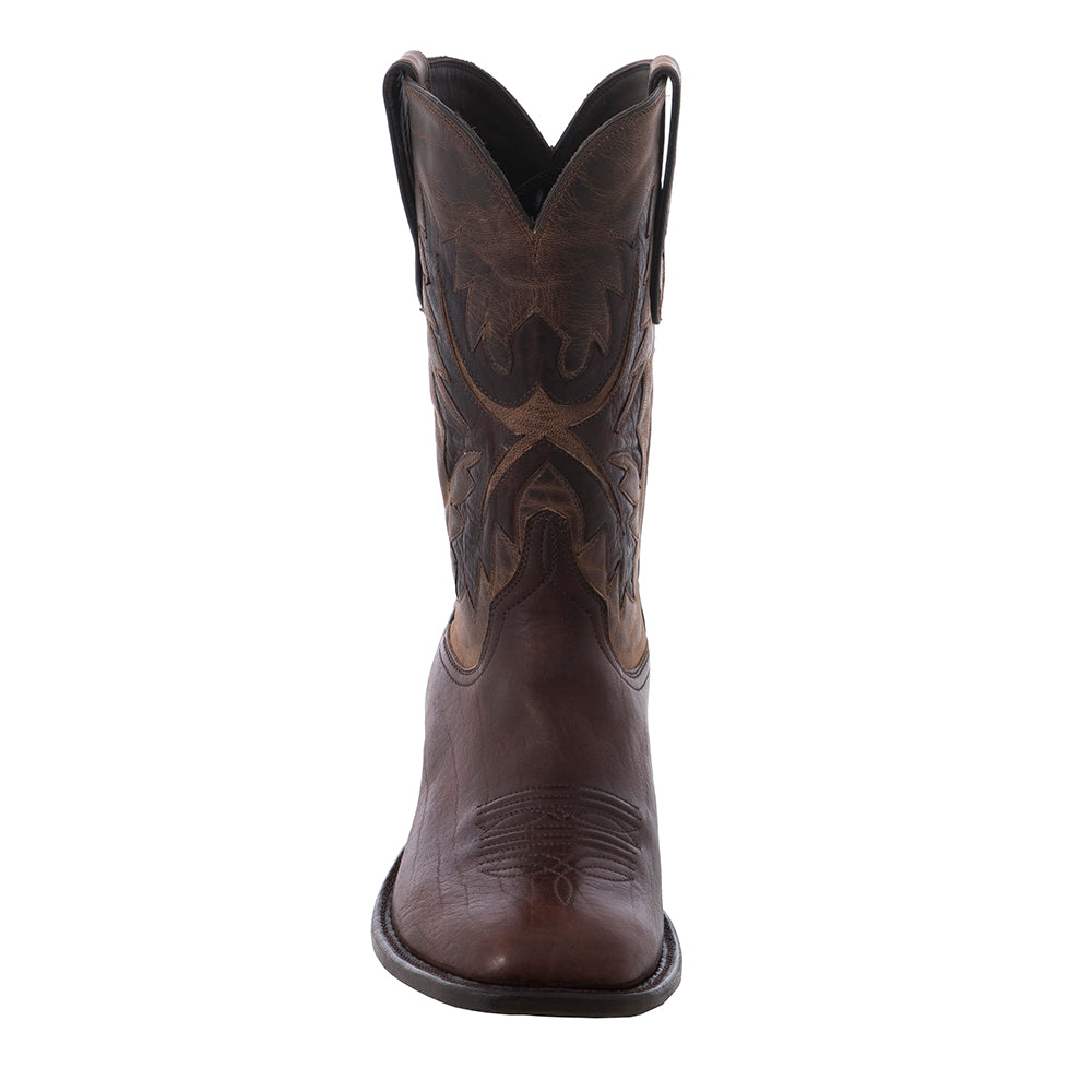 Men's 12" Mocha Bison Canella Goat Fern Inlay Cowboy Boot