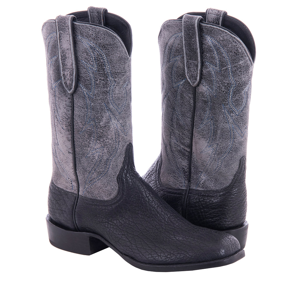 Men's Cowboy 12-2 Black Shark Grey Break Goat Crown Stitch