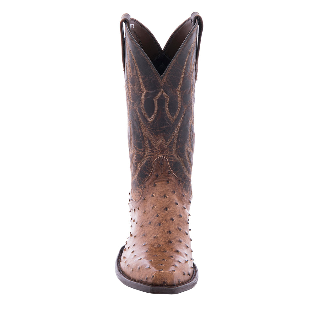 Men's Cowboy 12" Nicotine Full Quill Ostrich Canella Goat TC Stitch