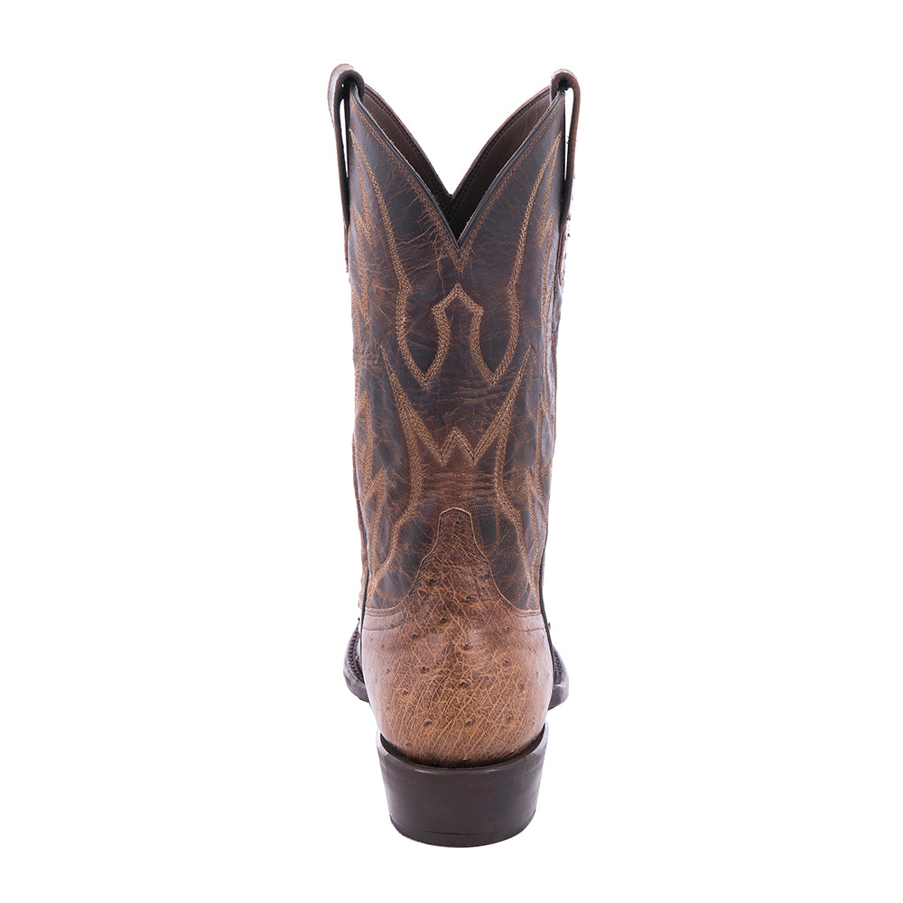 Men's Cowboy 12" Nicotine Full Quill Ostrich Canella Goat TC Stitch