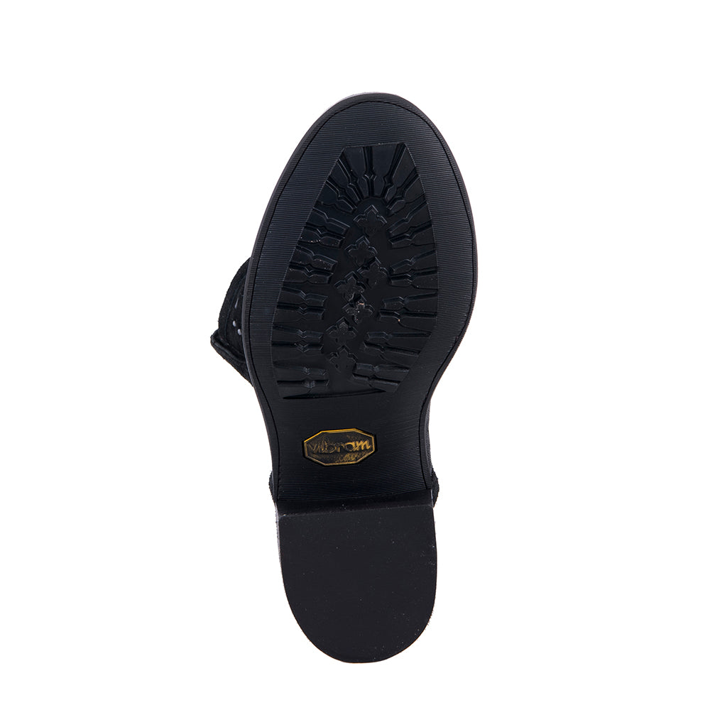 Men's Roper 10" Black Elephant Black Roughout Black Buckstitch