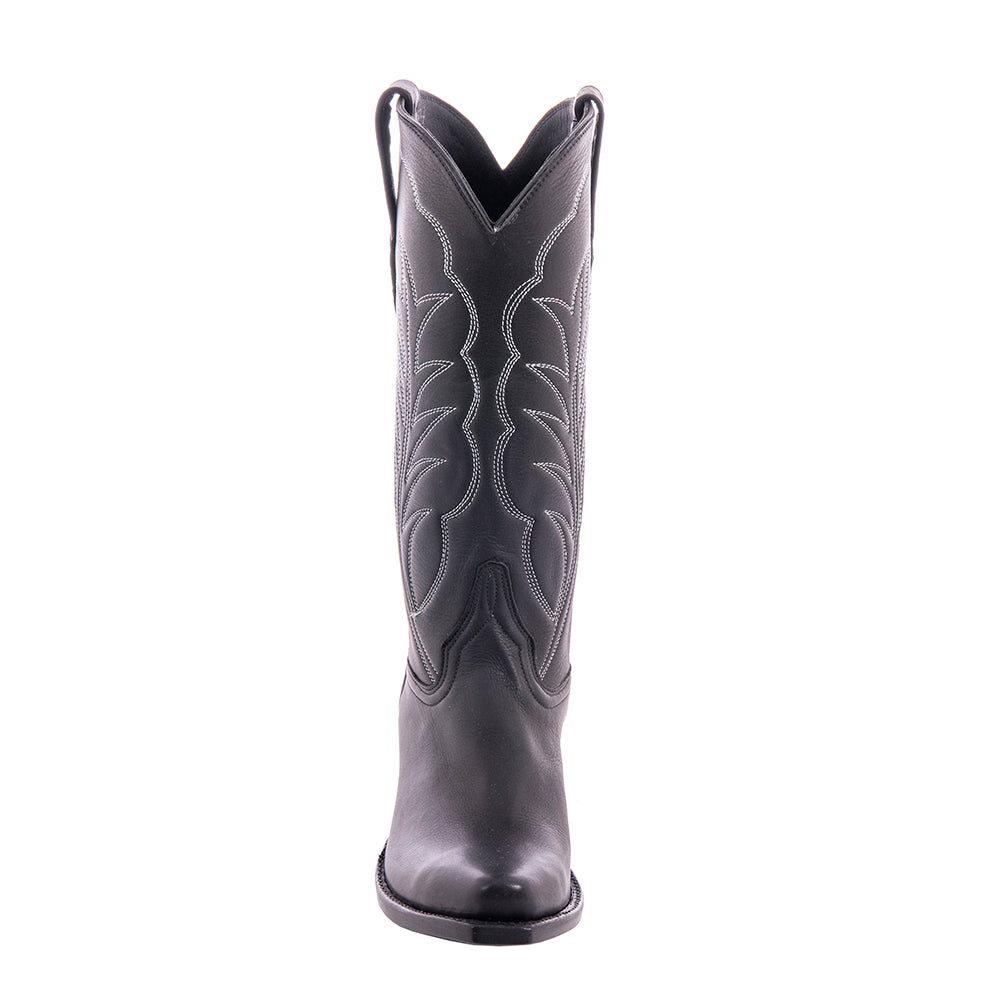 Ladies 13-2 Black Aniline White Winn Stitch No Bug Cowboy Boot