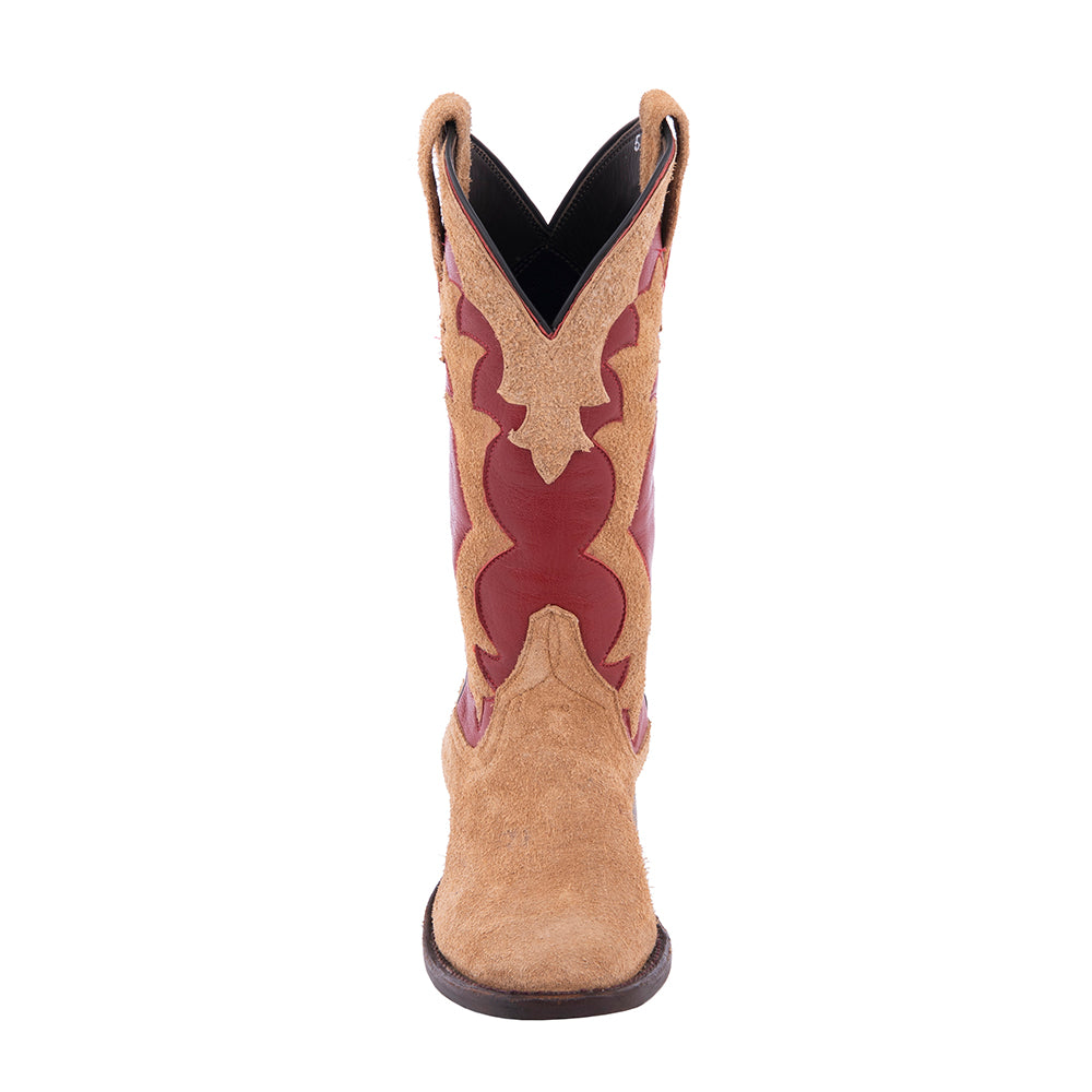 Ladies Cowboy 12" Tan Roughout Red Upper GP Inlay