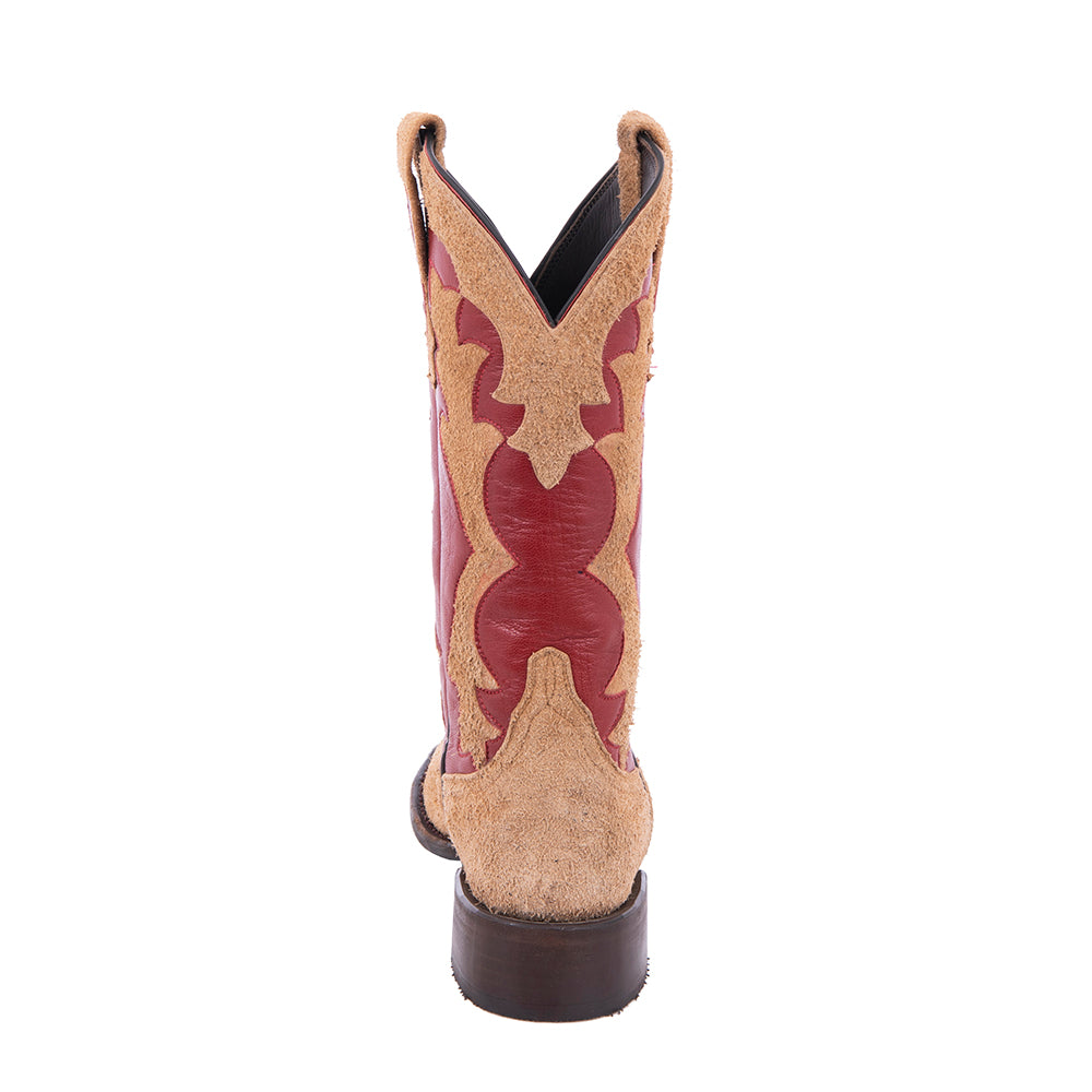 Ladies Cowboy 12" Tan Roughout Red Upper GP Inlay
