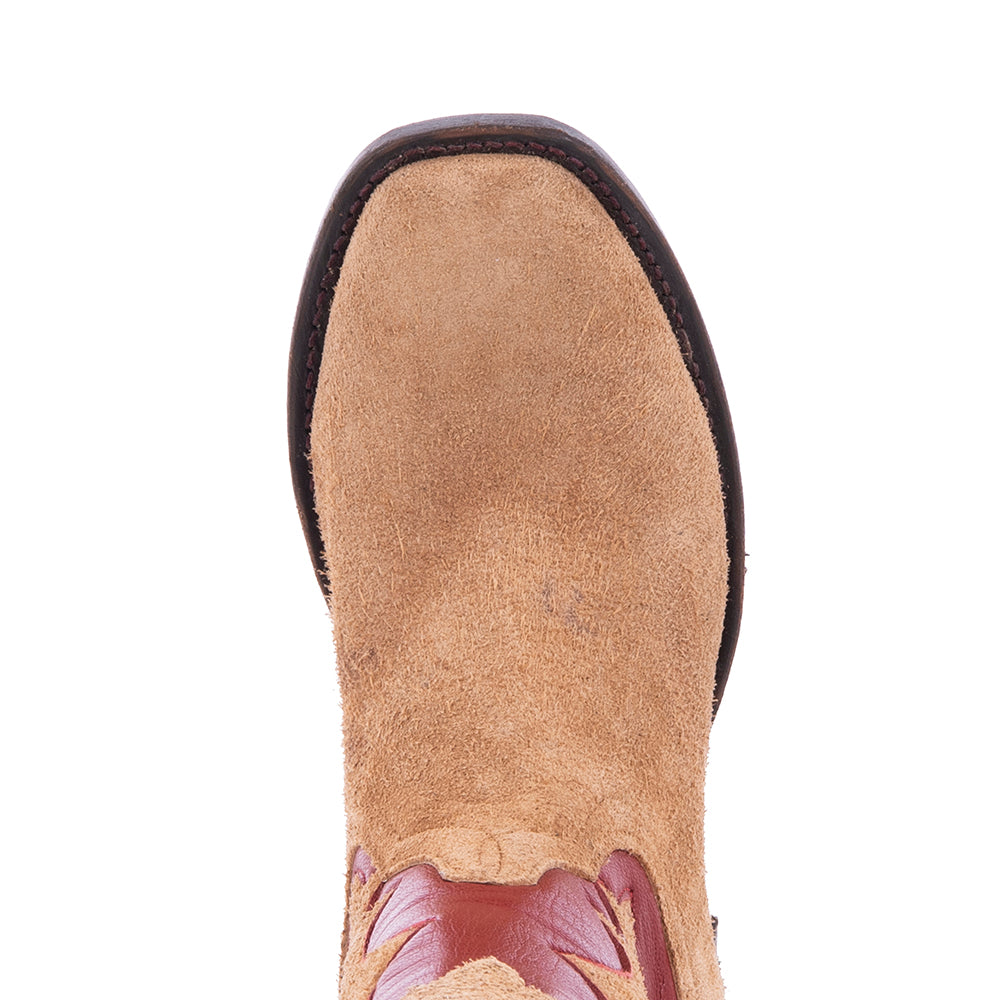 Ladies Cowboy 12" Tan Roughout Red Upper GP Inlay