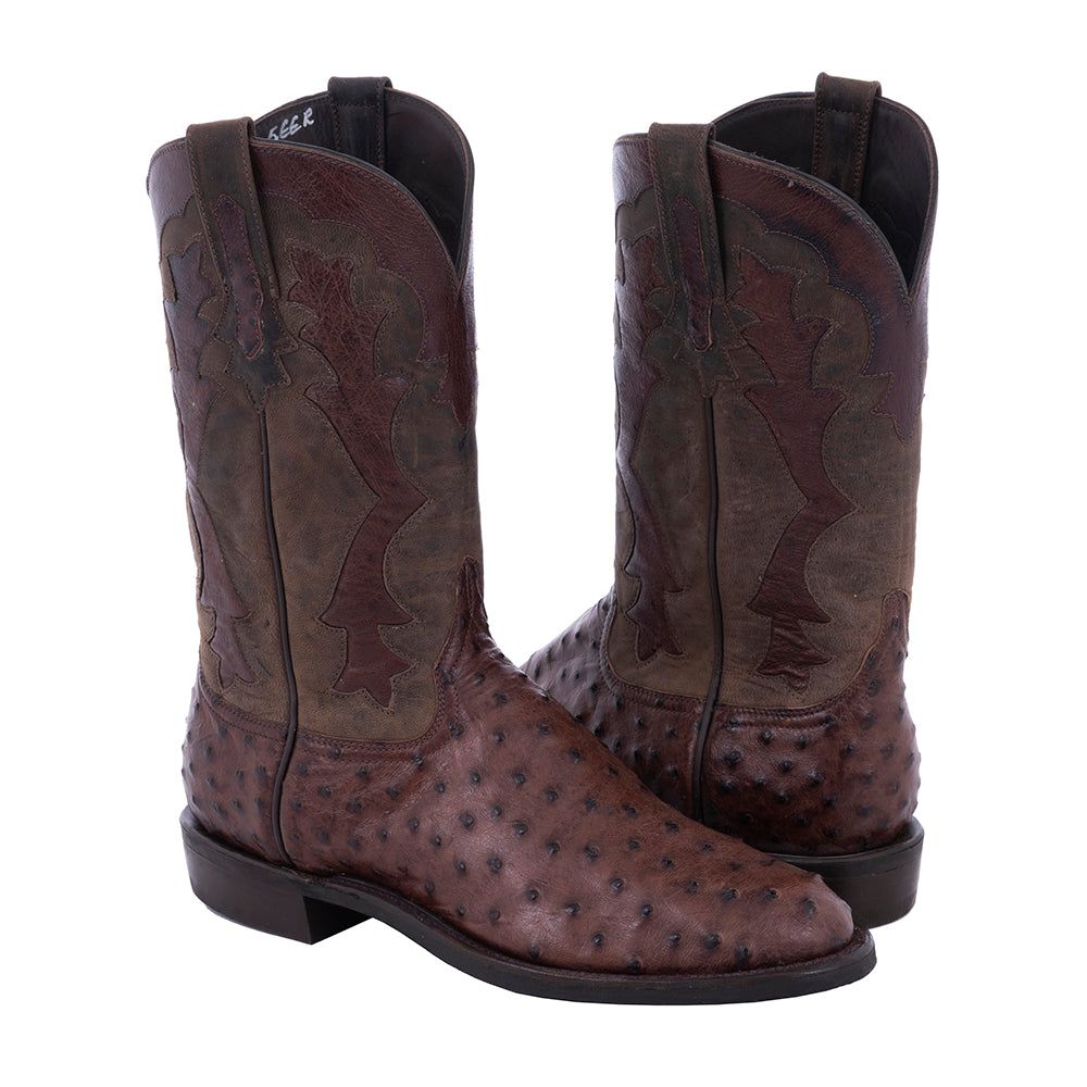 Men's Roper 12" Kango CC FQ Ostrich Tobac Goat Upper GP Inlay