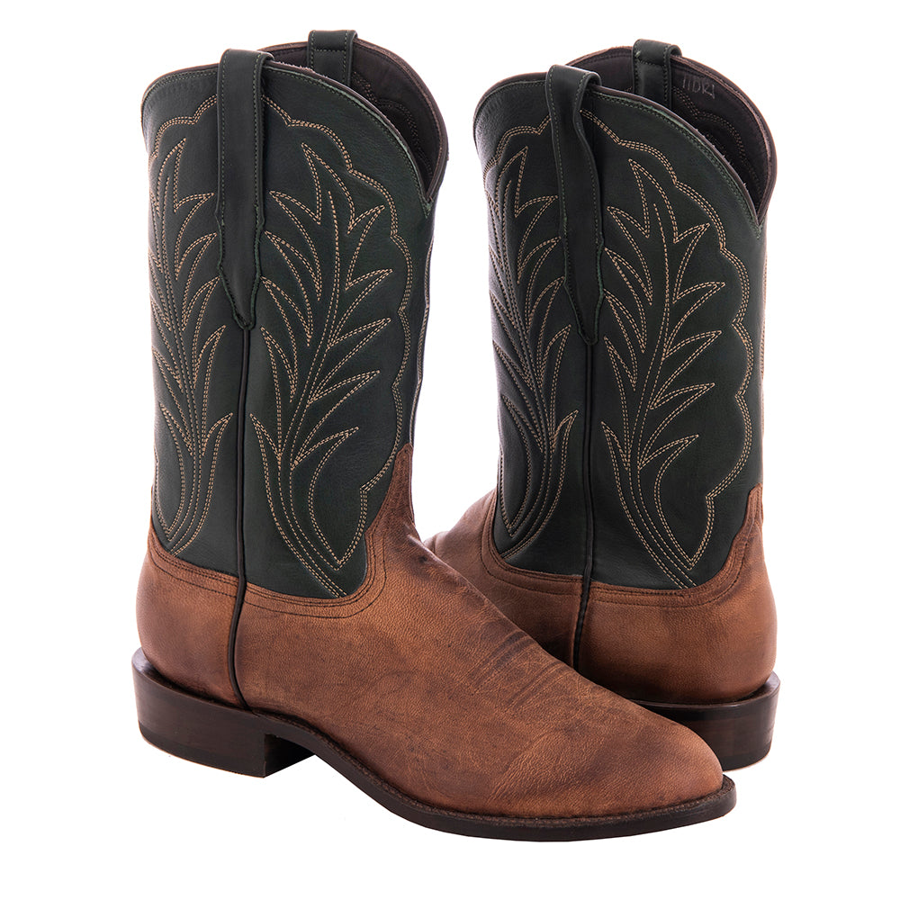 Men's 12-2.5 Canella Goat/Green Renaissance Winn Toe Bug Roper