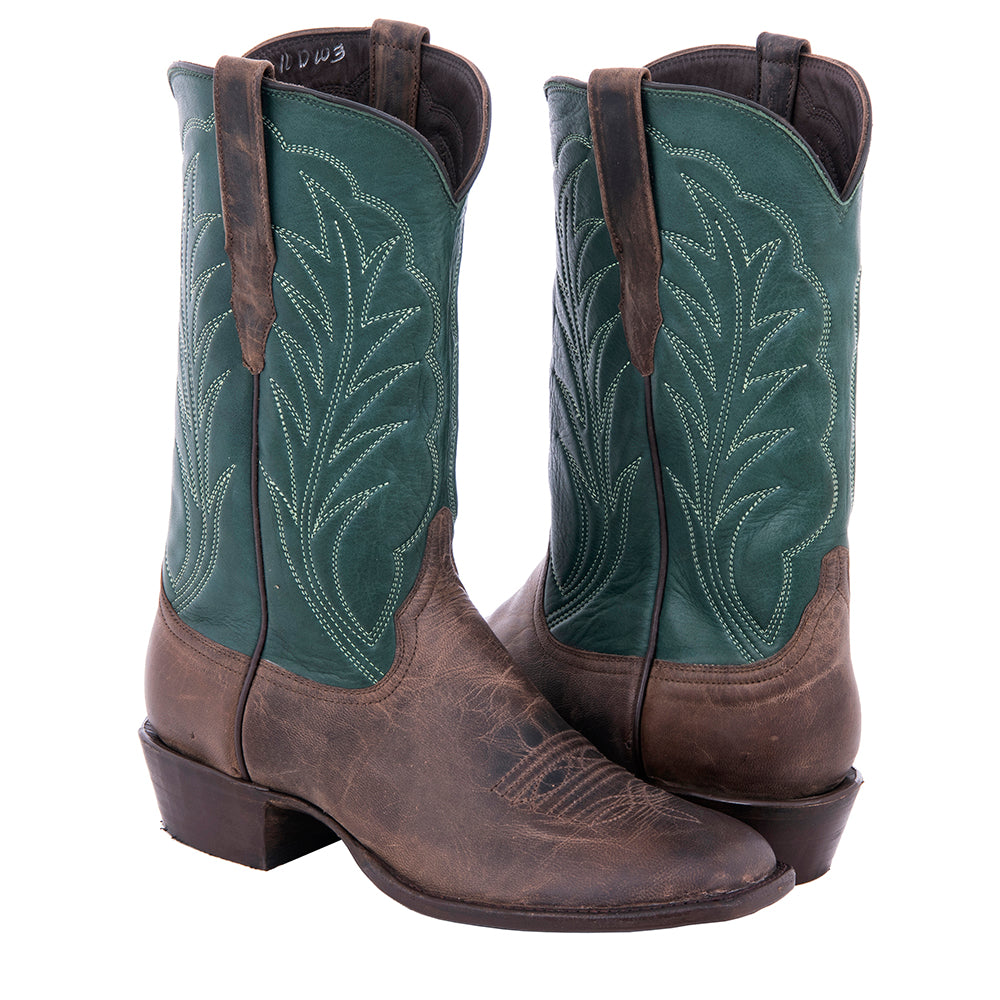 Men's Cowboy 12-2.5 Canella Goat/Green Renaissance Winn Stitch