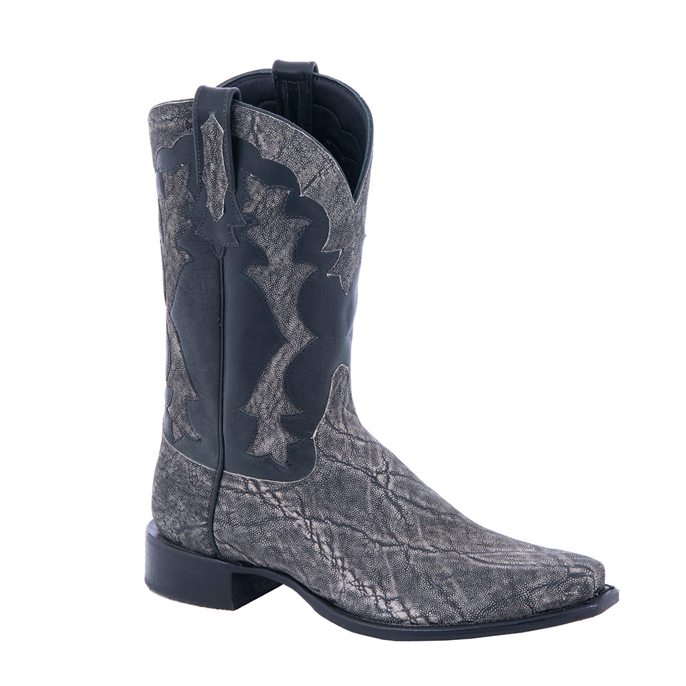 Men's Cowboy 12" Grey Safari Elephant Black Bison GP Inlay