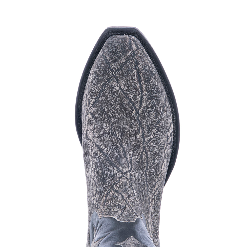 Men's Cowboy 12" Grey Safari Elephant Black Bison GP Inlay