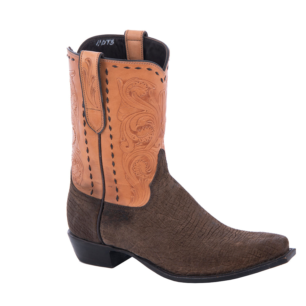 Men's Cowboy 10" CH Hippo Natural Tooled Top Buckstitch