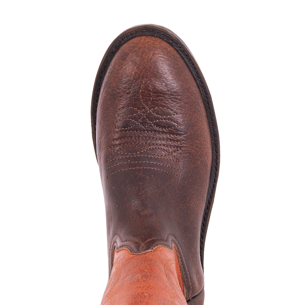 Ladies Roper 12" Mocha Bison Whiskey Top Swan Stitch