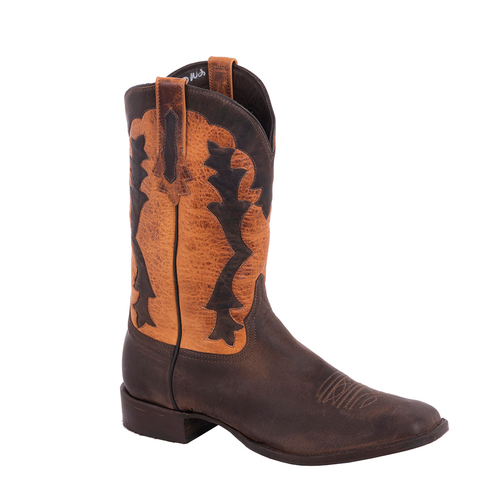 Men's 12" Tobac Goat with Cognac Bison With Tobac Goat Inlay in Upper