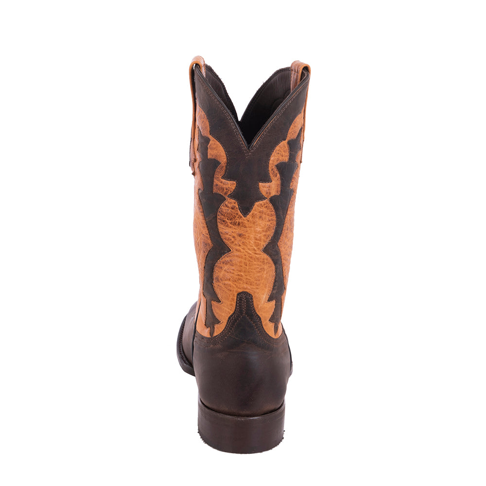 Men's 12" Tobac Goat with Cognac Bison With Tobac Goat Inlay in Upper