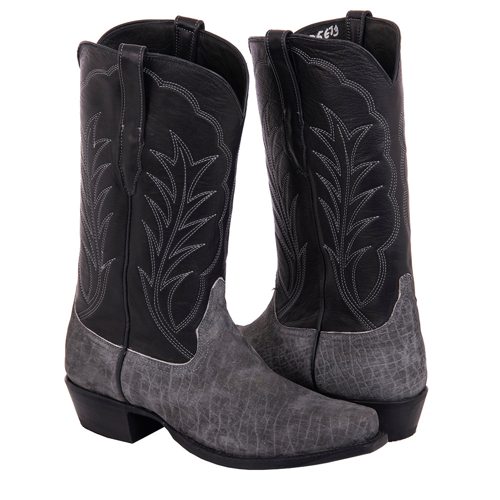 MENS COWBOY 13" GREY HIPPO/ BLACK ANALINE WITH A WINN STITCH
