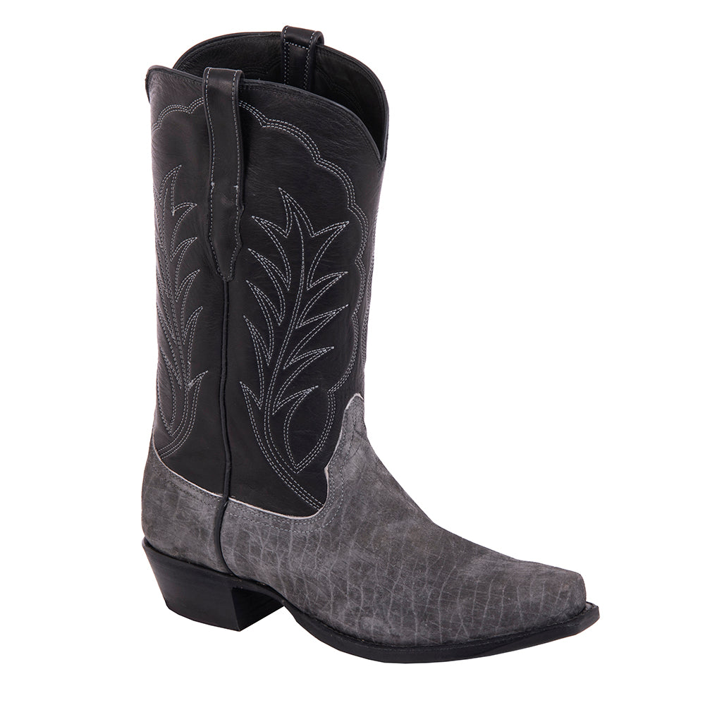 MENS COWBOY 13" GREY HIPPO/ BLACK ANALINE WITH A WINN STITCH