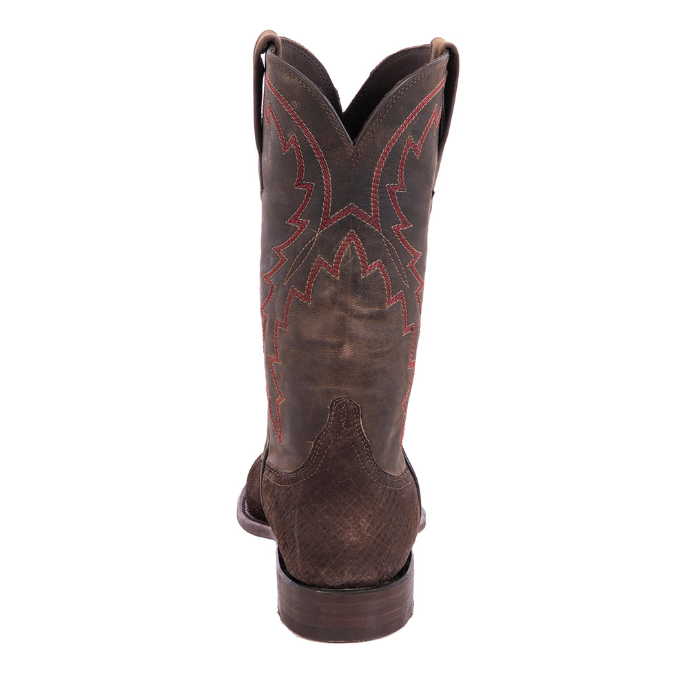 Men's Roper 12" Chocolate Hippo Tobac Goat 12-2.5 Stitch Red Tan