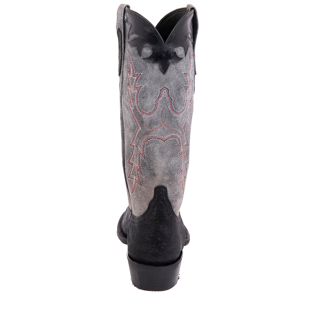 Men's 14" BK Elephant GY Break RD Old Nugget Stitck BK CL Cowboy Boot w/ Mini Vibram