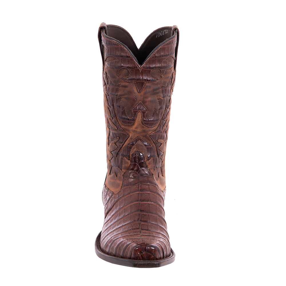 Men's 12" Cigar Caiman Canella Goat Fern Inlay Cowboy Boot