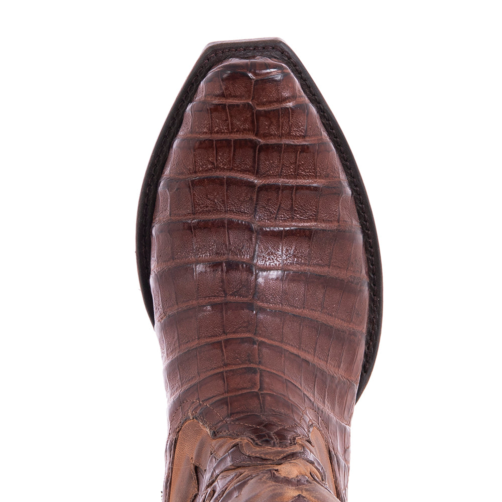 Men's 12" Cigar Caiman Canella Goat Fern Inlay Cowboy Boot