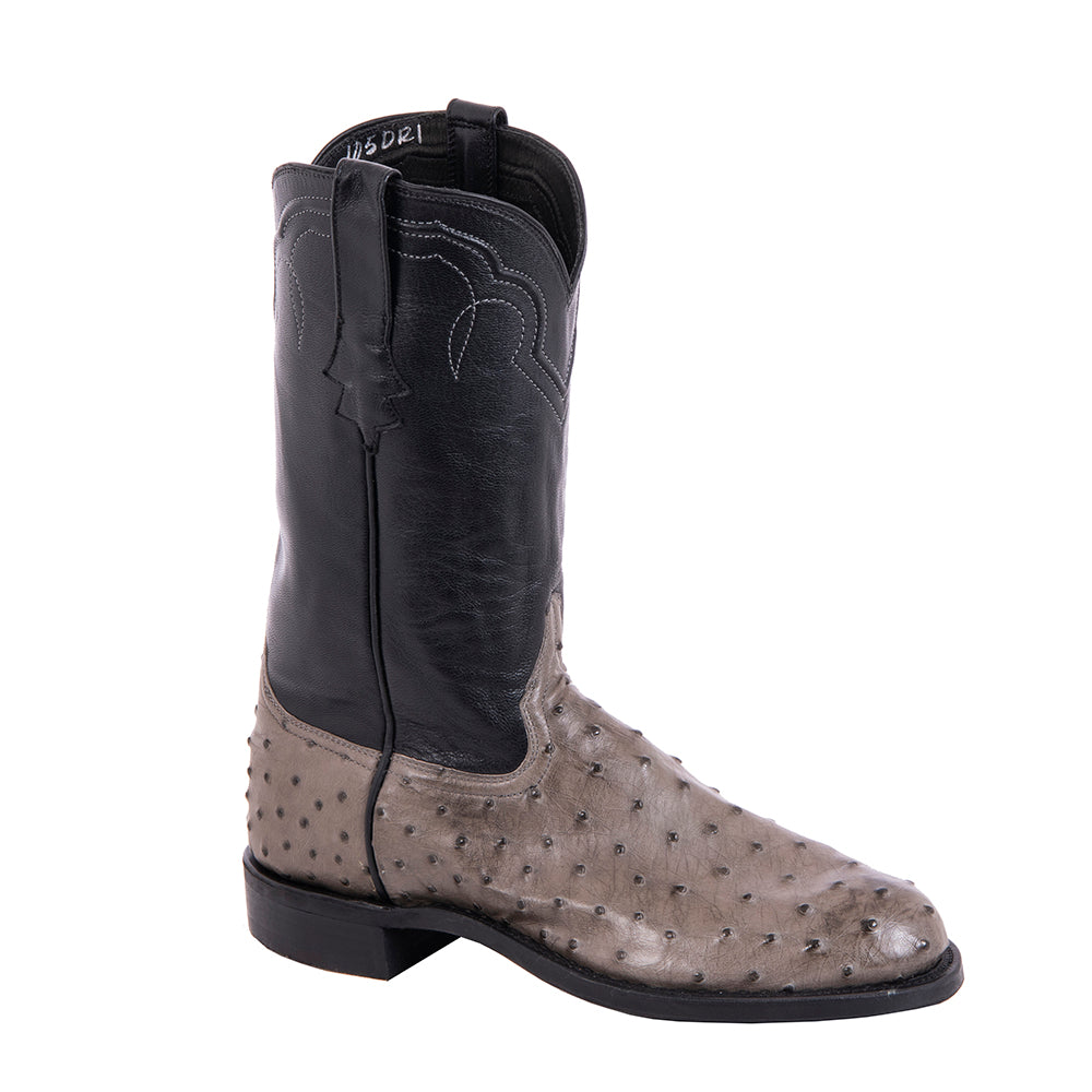 Mens Cowboy 12-2 Grey FQ Ostrich/Black Goat Mini Vibram Sole