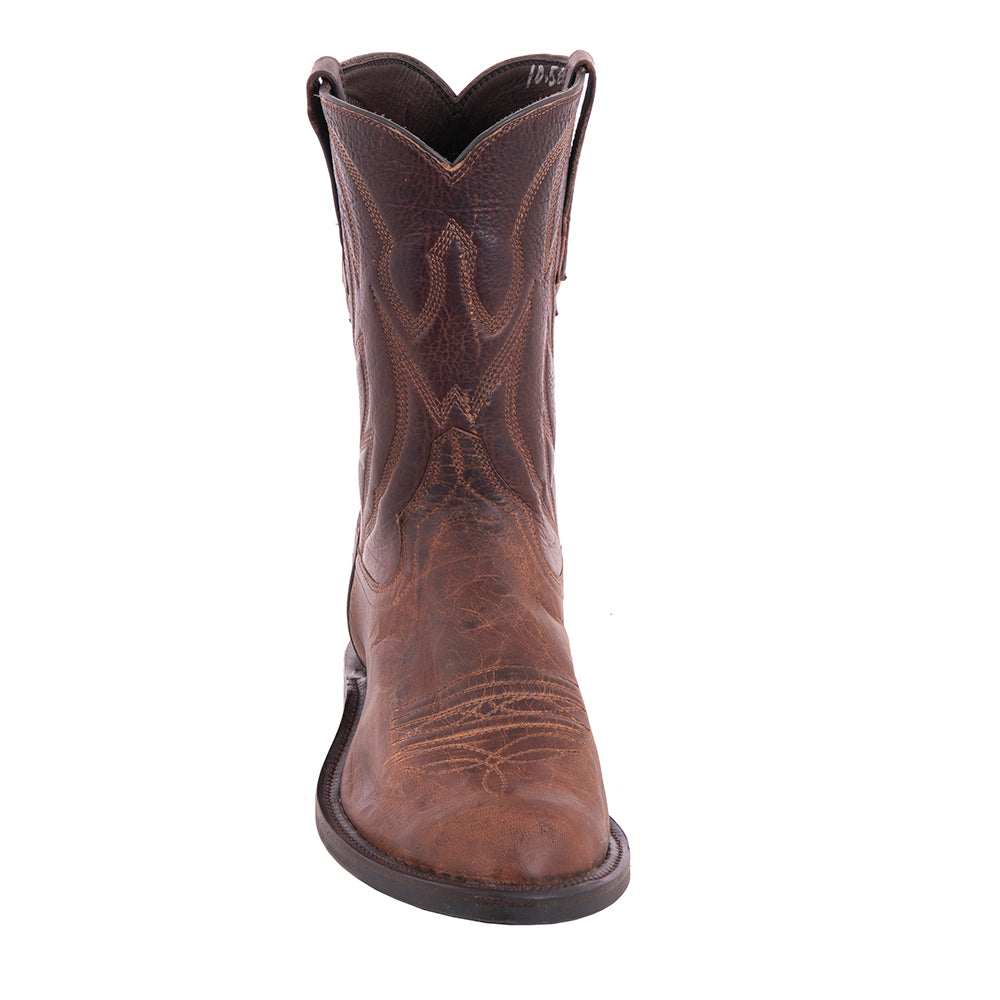 Men's Roper 10-2 Canella Goat Mocha Bison Crown Stitch w/Initials