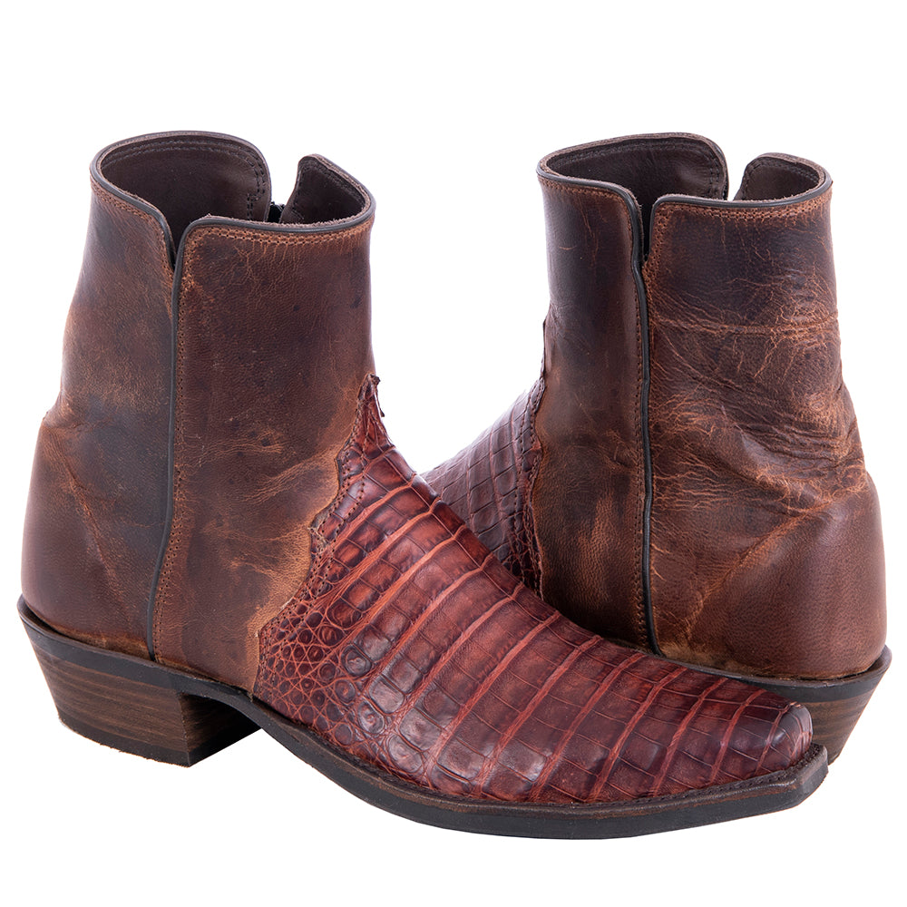 Men's Short Zip Raisin Belly Croc Canella Goat MV Sole