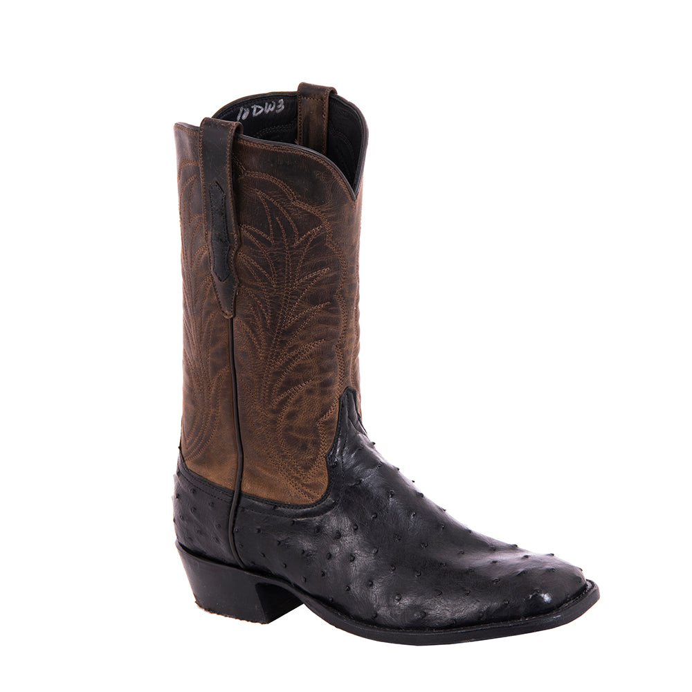 Mens Cowboy 12-2 Black FQ Ostrich/Tobac Goat Winn Stitch