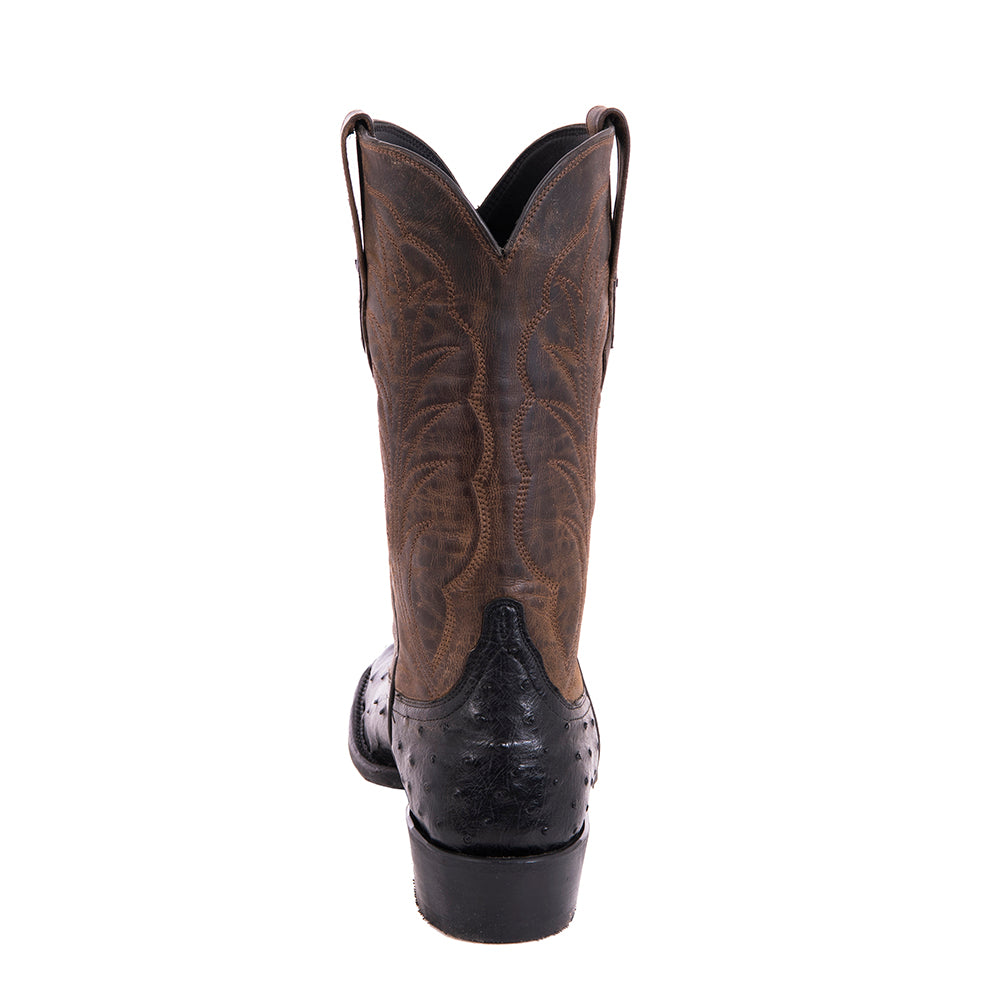 Mens Cowboy 12-2 Black FQ Ostrich/Tobac Goat Winn Stitch