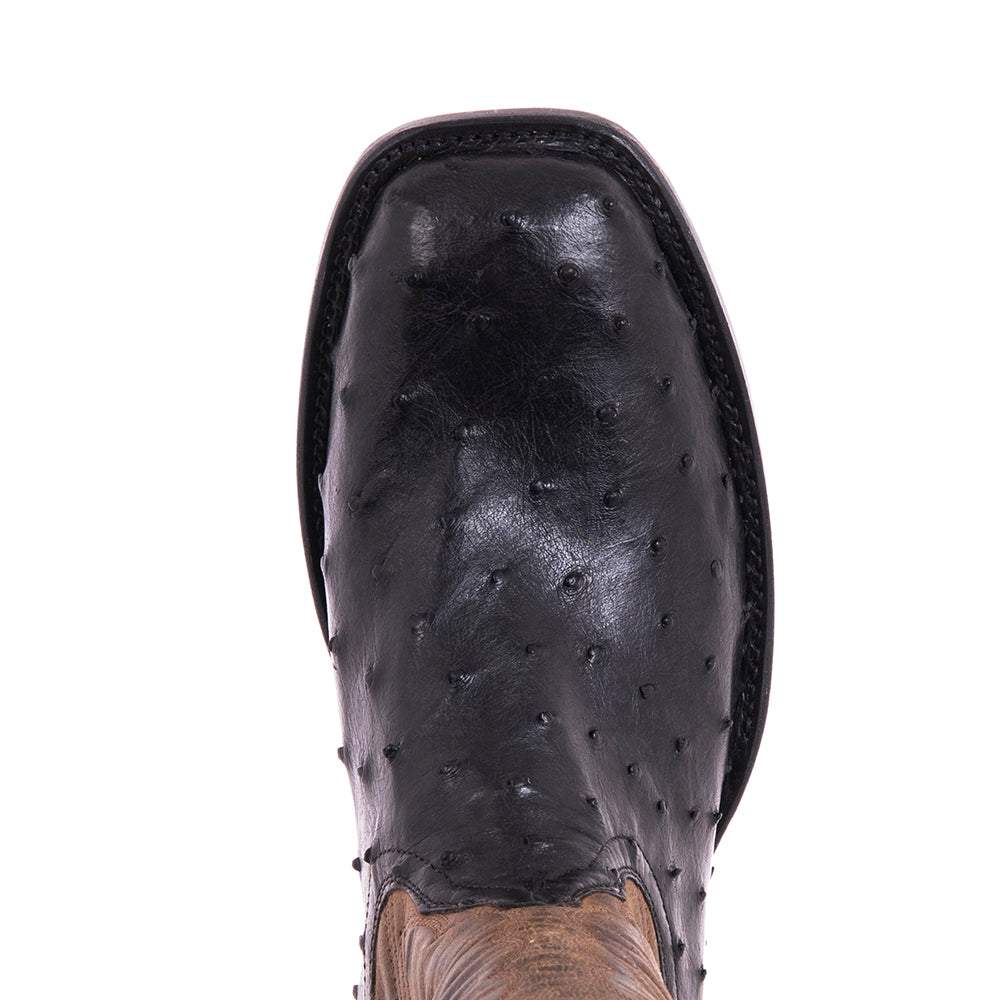 Mens Cowboy 12-2 Black FQ Ostrich/Tobac Goat Winn Stitch