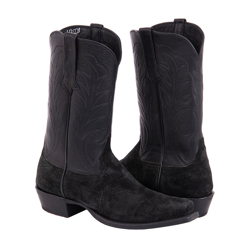 Men's Cowboy 12-2 Black Hippo/Black Aniline Winn Stitch MV Sole