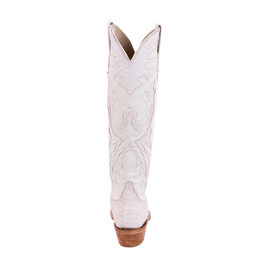 Ladies Cowboy 17-2 White Python/White Aniline Fern Inlay