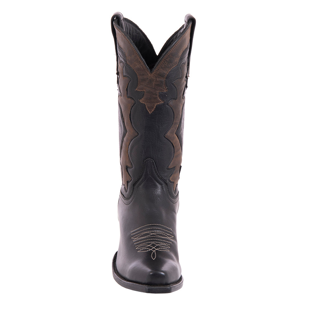 Ladies Cowboy 12-2.5 Black Analine GP w/Tobac Inlay
