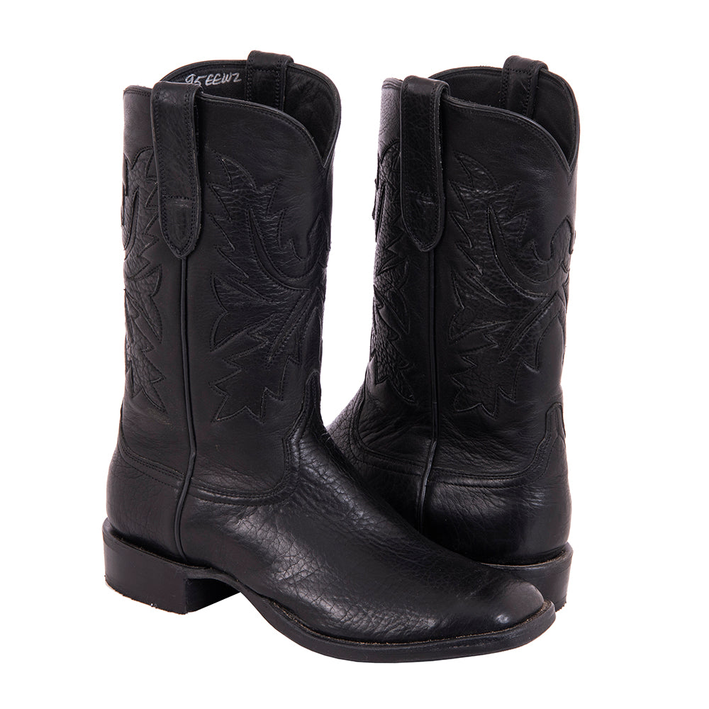 Mens Cowboy 12-2 Black Bison/Black Aniline Fern Inlay MV Sole